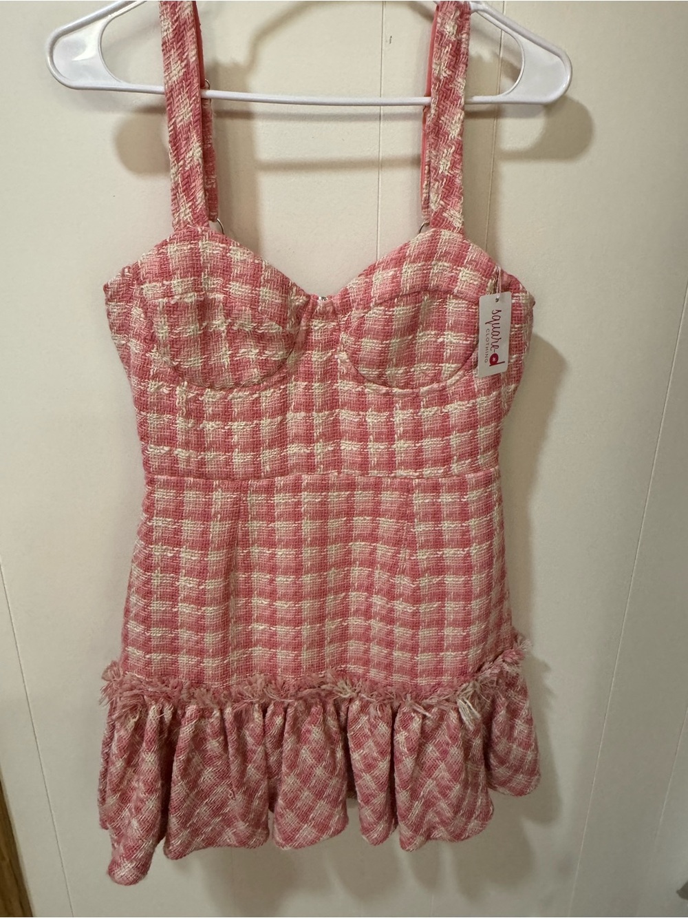 NWT Lele Pink Tweed Bustier Mini Dress